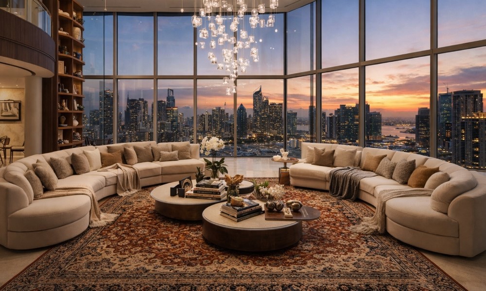 أفكار ديكور عصرية لاستخدام السجاد في غرفة المعيشة